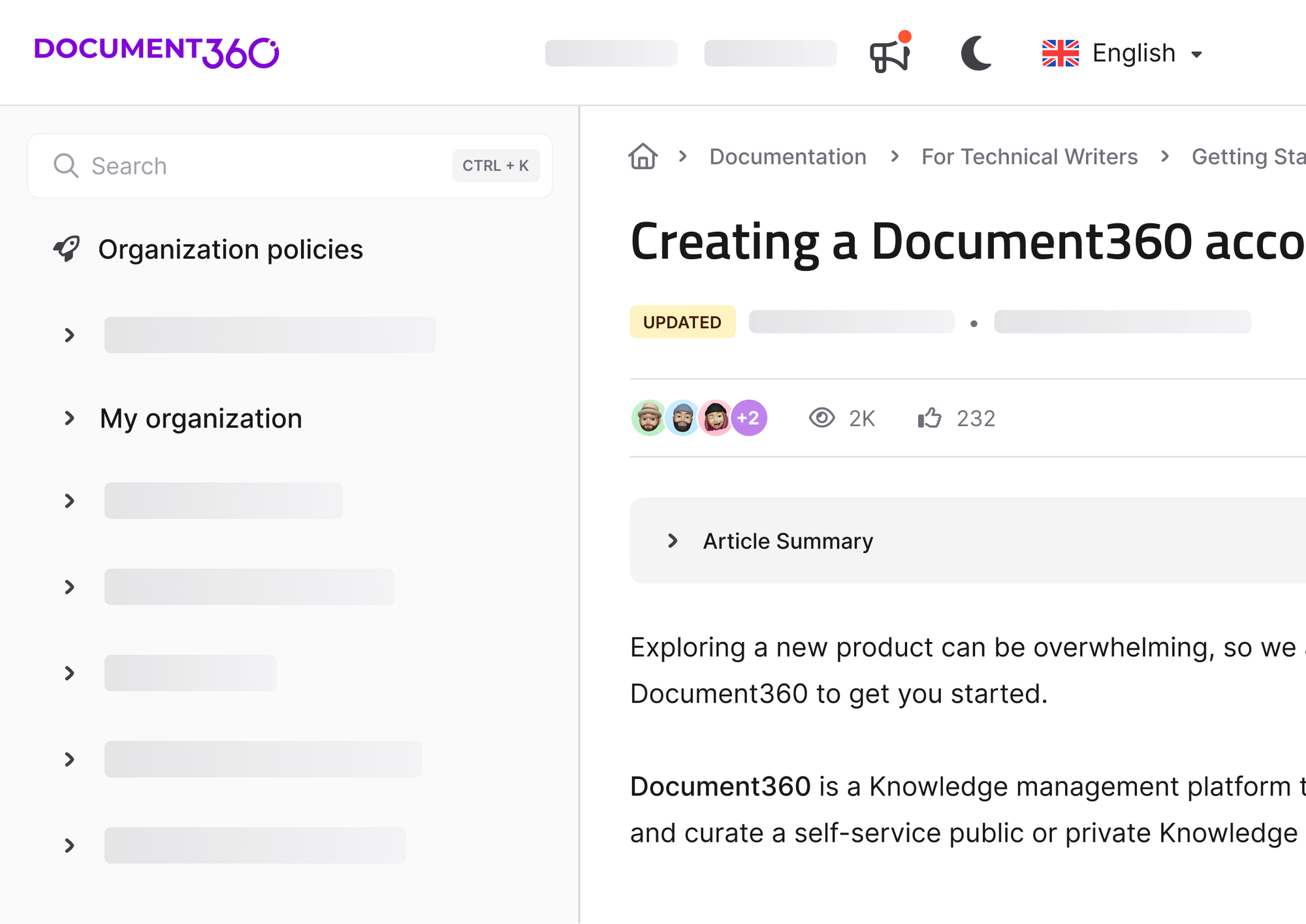 Document360 knowledge base software